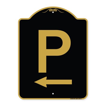 Signmission Designer Series PW/ Left Arrow, Black & Gold Aluminum Architectural Sign, 18" x 24", BG-1824-23512 A-DES-BG-1824-23512
